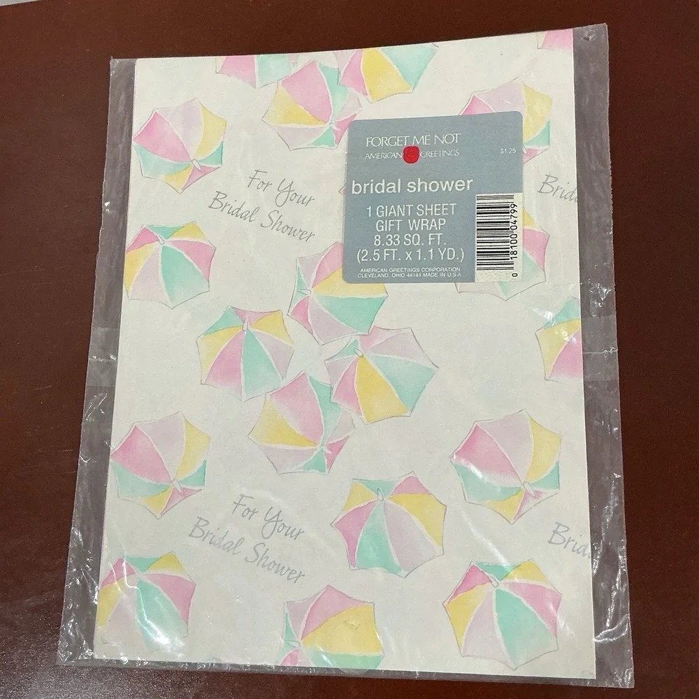 Vintage American Greetings BRIDAL SHOWER Gift Wrap Paper 8.33 SQ.FT. SEALED NOS‎